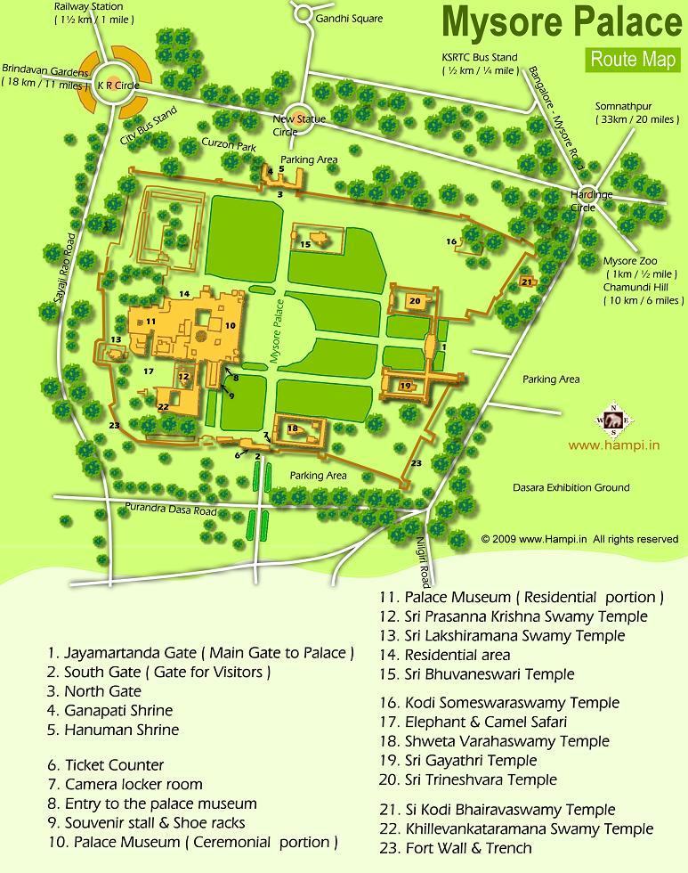 mysore tourist places map