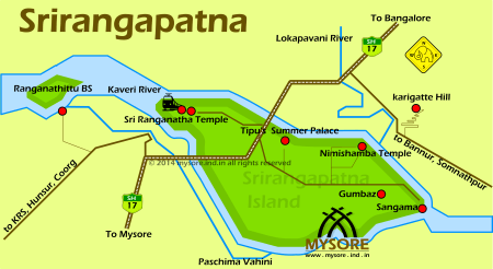 Srirangapatna In Karnataka Map Mysore To Srirangapatna