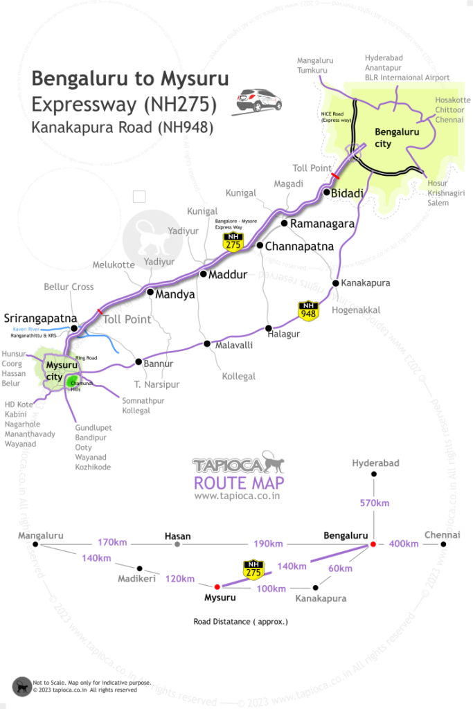 travel route mysore